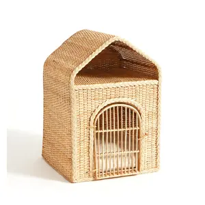 Wicker Hand woven Natural Rattan Fiber Cute Pet House Einfaches Design bringt Komfort für Ihre Haustiere Rabatt Preis aus Vietnam