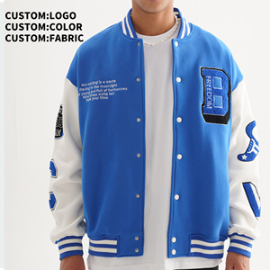 Personalizado bordado gráfico logotipo motocicleta béisbol Letterman Varsity abrigo Zip up cuero bombardero chaqueta de los hombres - Product Image 1