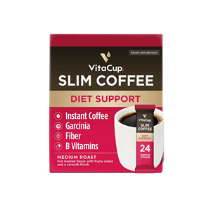 VitaCup Slim Sachets de café instantané avec Garcinia, fibres, vitamines B, saveur intense et onctueuse, torréfaction mi-sombre, portions individuelles, 24 unités - Product Image 1