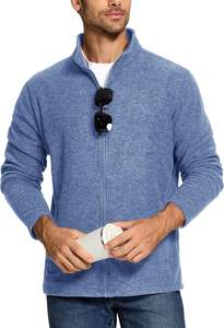 Solid Color Zippered Oversized Men's Jacket Full Zip Lightweight Jacket Casual Soft Warm Coats with Pockets - Product Image 2