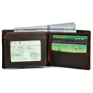 <b>Men's</b> Genuine Leather Slim <b>Wallet</b> With Striped Lining Fold Closure Card Holder Short Length Minimalist Design - Product Image 5