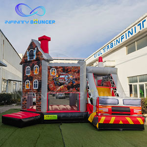 Fire Truck Theme Inflatable Bounce House Bouncy Castle with Slide Commercia Inflatable Bouncer Combo Slide <strong>Jumping</strong> Castle - Product Image 2