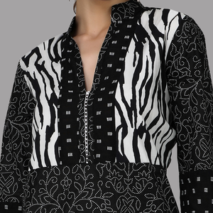 Handmade tôn tạo màu đen trắng in thân thiện với môi trường Mandarin cổ áo ren nút chính thức thiết kế kurta Chic Fusion giản dị thông minh - Product Image 5