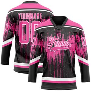 Maillot de hockey sur glace professionnel 100% polyester Impression numérique Nom et numéros d'équipe personnalisés Antibactérien Séchage rapide Service OEM/ODM - Product Image 5