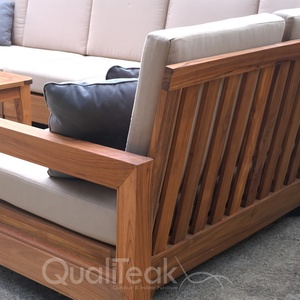Set di Mobili da Giardino <span class=keywords><strong>Oslo</strong></span> con Tavolo e Sedie in Legno di Teak Massiccio con Cuscini Impermeabili - Product Image 5