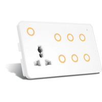 Interrupteur intelligent 6 gang et prise murale universelle MakeGood 2026 avec rétroéclairage RVB, panneau en verre indien de 147 mm, compatible Google Home, Alexa, Tuya et Zigbee