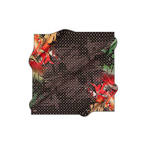 Chiffon Printed Designer Scarf for Girls Black Silk Square Brush Pattern - Product Image 1