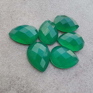 ลูกแพร์พลอยพลอยพลอยสีเขียวโอนิกซ์ทรงแบนปรับขนาดได้สูง8มม. ตามธรรมชาติคุณภาพ - Product Image 2