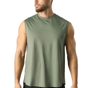 Débardeurs de sport respirants en coton 100% pour hommes, taille plus, tricotés, sans manches, pour la musculation et le fitness - Product Image 2