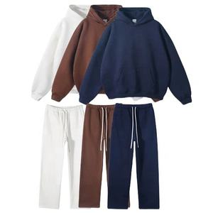 Haute qualité 100% coton Streetwear Jogging costume Slim Fit hommes ensembles vêtements d'entraînement vêtements de sport pantalons de survêtement empilés survêtements - Product Image 5