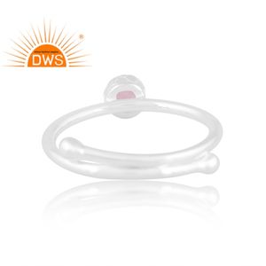 แหวนพลอยบุษราคัมสีชมพูธรรมชาติเงินแท้ปรับขนาดได้ - Product Image 4
