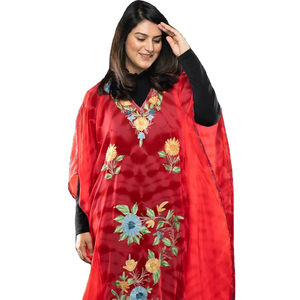 <b>Plus</b> <b>Size</b> Embroidered Three Quarter Sleeve V-Neck Handmade Women Festive <b>Kaftan</b> - Product Image 1