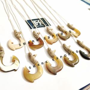 Handmade Polished Eco-Friendly Buffalo Horn Fish Hook Pendant Necklace Natural Jewelry for Surfer Boho Tribal Style <b>Gift</b> Fisher - Product Image 3