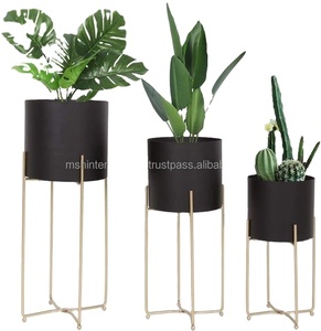 Macetas de Metal para interior de jardín, soporte de macetas de flores doradas, grandes y baratas, venta al por mayor - Product Image 4