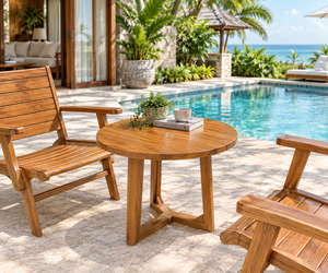 <b>Wooden</b> Garden Chair Patio Lounge Seat Outdoor <b>Armchair</b> Slatted Back Leisure Furniture for Poolside Veranda - Product Image 4
