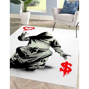 Alfombra Banksy: Alfombra con Estampado de Arte de Graffiti 'Love or Money', Alfombra Suave con Pelo Largo - Product Image 4