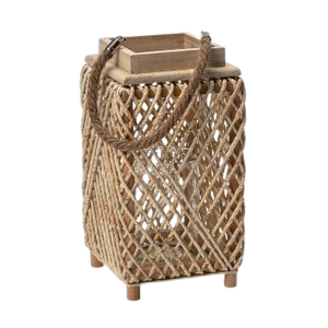 Solid Wood <b>Lantern</b> Glass Windproof Eco Friendly Material <b>Rattan</b> & Jute Lighting Accessories Wholesale Price Home & Hotel - Product Image 6