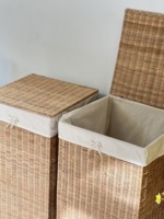 Ensemble de 3 paniers à linge modernes en rotin Boho avec couvercles Organisateur de décoration d'intérieur durable et peu encombrant Rangement en osier