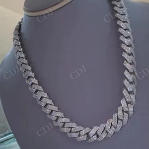 Collar de cadena de eslabones cubanos Iced Out Miami de lujo para hombres en plata de ley 925 Micro Pave Moissanite Diamond Hip Hop Jewelry - Product Image 1
