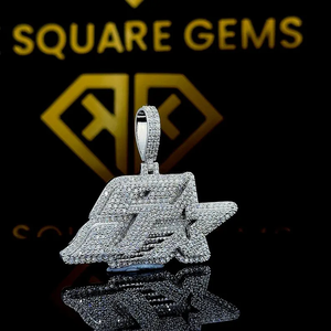 Lettre personnalisée Hip Hop pendentif, lettre pendentif, hommes Hip Hop lettre Moissanite pendentif, bijoux Ice Out Hip Hop, argent 925 - Product Image 2