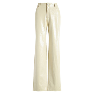 Pantalones de cuero de invierno para niñas personalizados de alta calidad, ropa de calle informal transpirable, plana, OEM, logotipo del fabricante, lavado decorado - Product Image 2