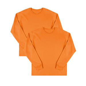 Camisetas de Manga Larga para Hombre, 100% Algodón, Suaves, de Alta Calidad, Cuello Redondo, Lisas, con Puños Acanalados, Personalizables, Color Naranja - Product Image 2