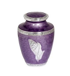 Praying Hand Large Adult Urn for Human Ashes |A Simple Elegant, Handcrafted and Minimalistic Place for <b>Your</b> <b>Loved</b> One- Purple - Product Image 1