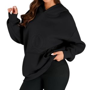 Custom <b>Black</b> Oversized Hoodie <b>Women</b> Drop Shoulder Heavy Cotton <b>Fleece</b> Pullover Streetwear Sweatshirt Manufacturer - Product Image 3