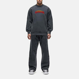 Ensemble survêtement 2 pièces pour homme en coton 100% de haute qualité, vente en gros, logo imprimé sur écran personnalisé, sweat-shirt et pantalon ample, vêtements d'hiver - Product Image 1