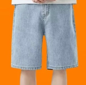 2024กางเกงขาสั้นผ้าเดนิมขาสั้นสำหรับผู้ชายขาสั้นทรงหลวมยืดได้ลำลองขนาด5นิ้วระบายอากาศได้ดีน้ำหนักเบากระดุมกลาง - Product Image 2