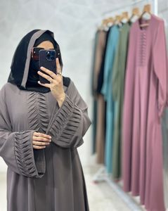 Tradicional elegante modesto A-Line Abayas para mujeres bordado a mano diseño plisado tela transpirable Formal Dubai vestidos musulmanes - Product Image 1