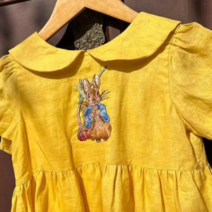 Robe brodée à la main en lin doux pour bébé fille Style décontracté pour le premier anniversaire des tout-petits OEM Made in Vietnam - Product Image 6