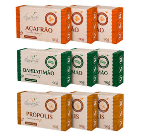Kit de Jabones Vegetales Naturales Ecológicos Veganos Alquiverde (Paquete de 9) - Barrita de Azafrán y Propóleo - Set para el Cuidado de la Piel Corporal - Product Image 1
