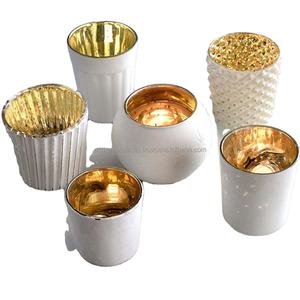 <b>Set</b> of 6 White Enameled Scented <b>Candle</b> Wax Jars Perfect for Christmas <b>Gifts</b> Lighting and Home Decoration Elegant Decor - Product Image 1