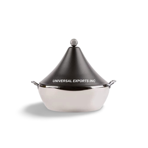 Hotpot de Metal de alta calidad Acabado en plata Hecho a mano Diseñador Calentador de alimentos Forma redonda Mesa Cazuela de metal de lujo - Product Image 1