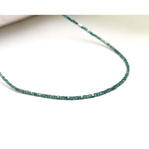 Natural Blue Diamond Cube <b>Beads</b> Necklace Faceted 1.5-2.5mm 925 Sterling <b>Silver</b> 16 Inch Unisex Jewelry Wholesale Supplier - Product Image 3