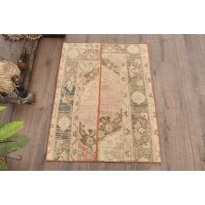 Turkish Vintage Small Rug 2.1x3 ft, <b>Brown</b> <b>Wool</b> Rug - Product Image 1