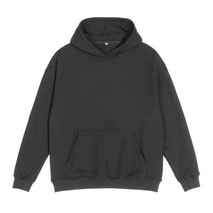 Sweats à capuche et sweats à capuche pour hommes en coton vierge épais surdimensionné à épaules tombantes avec logo imprimé bouffant personnalisé - Product Image 1