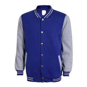 Chaqueta Varsity Acolchada con Capucha para Hombre, de Lona de Alta Calidad, Diseño Casual Cortavientos, Bloques de Color en las Mangas, Ribete de Punto en Contraste, Cierre de Cremallera - Product Image 1