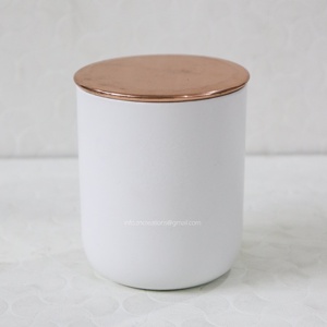 Caja de lata para hacer velas de latón con revestimiento de polvo blanco de hierro de lujo, 8Oz, 10Oz, 12Oz, 14Oz, contenedores con tapa de cobre con lujo Ve - Product Image 3