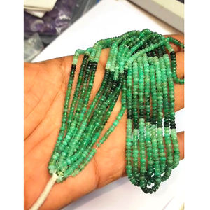 5 brins naturel ombré émeraude 3-4mm Rondelle perles lisses 224 Cts Lot 16 pouces Iroc ventes émeraude pierre précieuse perle US $113 pour tous - Product Image 2