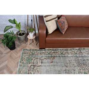 Tapis turc vintage 5,9x9,2 pieds, grand tapis persan en laine gris - Product Image 2