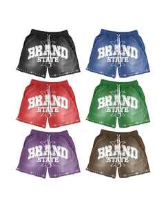 Fabricantes Ropa de ropa de calle personalizada Rhinestone Vintage Shorts distress Print cordón corto Hombres bolsillo lateral corto - Product Image 1