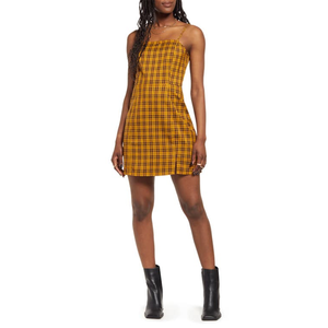 BP. Minivestito Preppy in Tessuto per l'Ufficio, Marrone a Quadri e Pois, Traspirante ed Elegante, Taglia L - Perfetto per Feste Diurne con Volant - Product Image 1