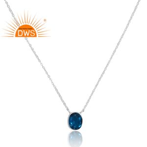 Última venta 925 Plata de Ley Natural Doublet Londres Topacio Azul cuarzo piedra preciosa colgante diseño personalizado joyería fabricante - Product Image 2