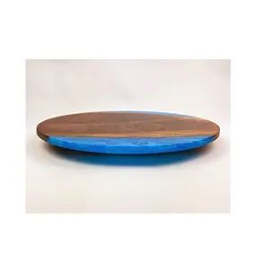 Wholesale supplier Wood & resin Lazy Susan Direct Factory Acacia wood Resin Cake Sweet Serving Lazy Susan