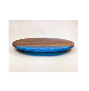 Fournisseur en gros de bois et de résine Lazy Susan Usine directe Bois d'acacia Résine pour gâteau Service sucré Lazy Susan