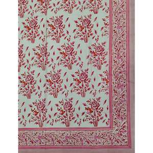 <b>Hand</b> Block Printed 100% Cotton Double Bedsheet Pillow Covers Eco-Friendly Classic Floral King Size Sheets 3-Piece <b>Set</b> for Home - Product Image 2