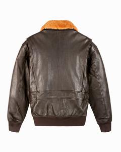 Chaqueta Bomber de Cuero Genuino para Hombre, con Cuello Mao, Transpirable, Estilo Vintage de Invierno, para Exteriores, con Logotipo Personalizado - Product Image 4