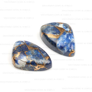 Factory Price Natural Mohave Copper Lapis Lazuli 12x18mm Fancy Butterfly Flat Back Calibrated Cabochon Loose Gemstone Jewelry - Product Image 4